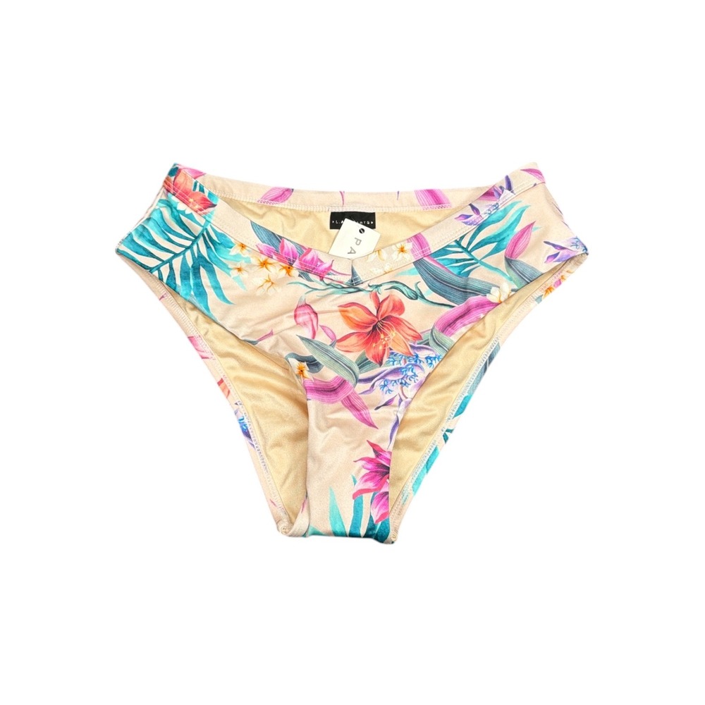 LA‎ Hearts PacSun Tropical Floral High Waisted Bikini Bottoms V-Front Tan XS
